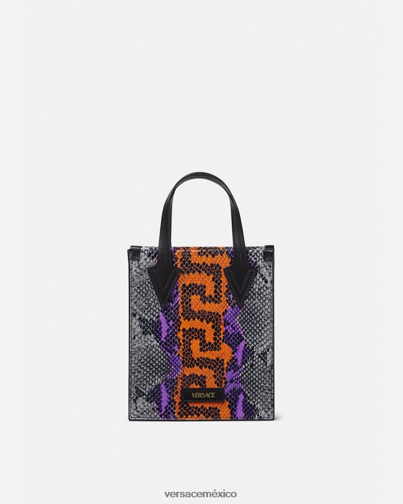 Versace bandolera con estampado Greca de pitón multicolor bolsas hombres 84626J1474