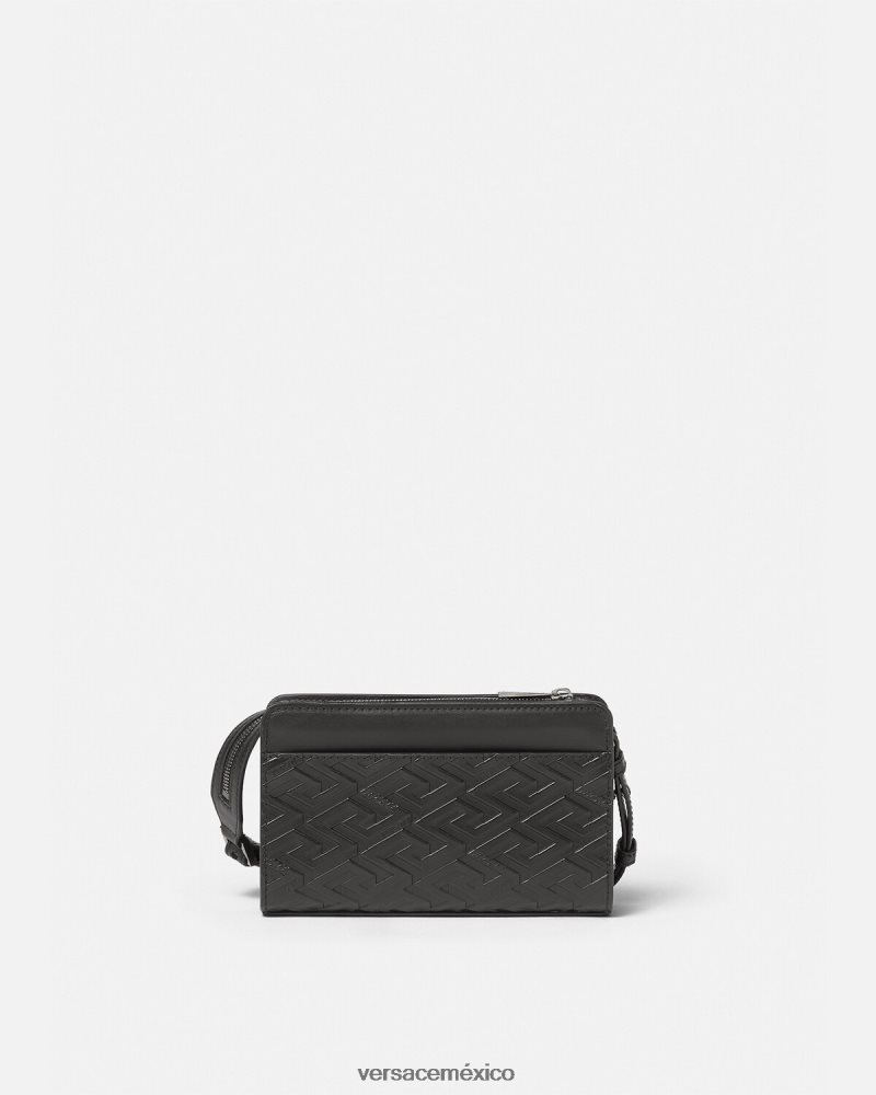 Versace bolso bandolera con firma la greca negro bolsas hombres 84626J1481