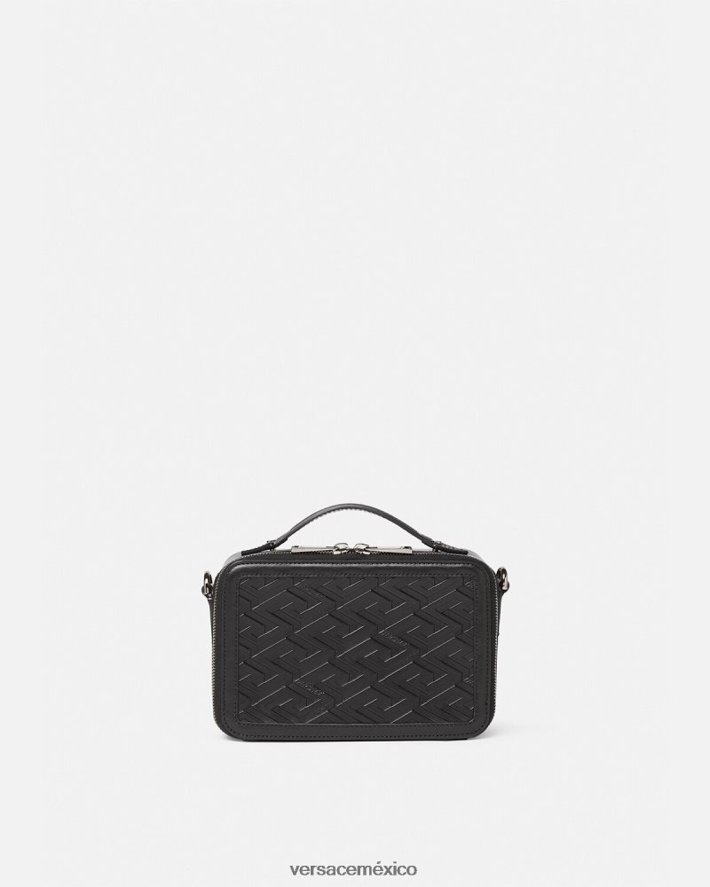 Versace bolso bandolera pequeño con firma la greca negro bolsas hombres 84626J1479