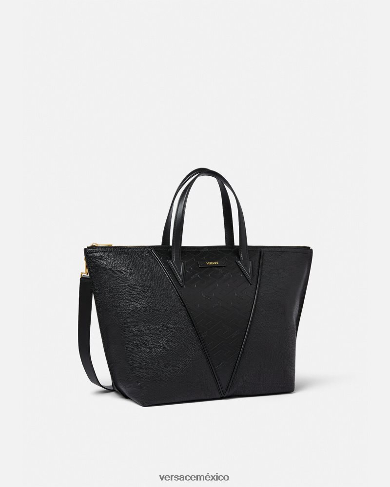 Versace bolso tote con firma V Greca negro bolsas hombres 84626J1490