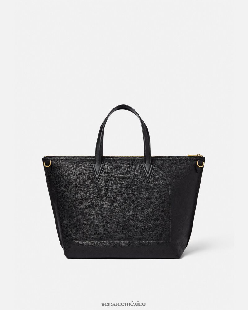 Versace bolso tote con firma V Greca negro bolsas hombres 84626J1490