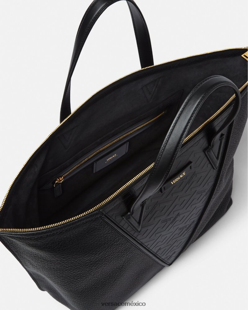 Versace bolso tote con firma V Greca negro bolsas hombres 84626J1490