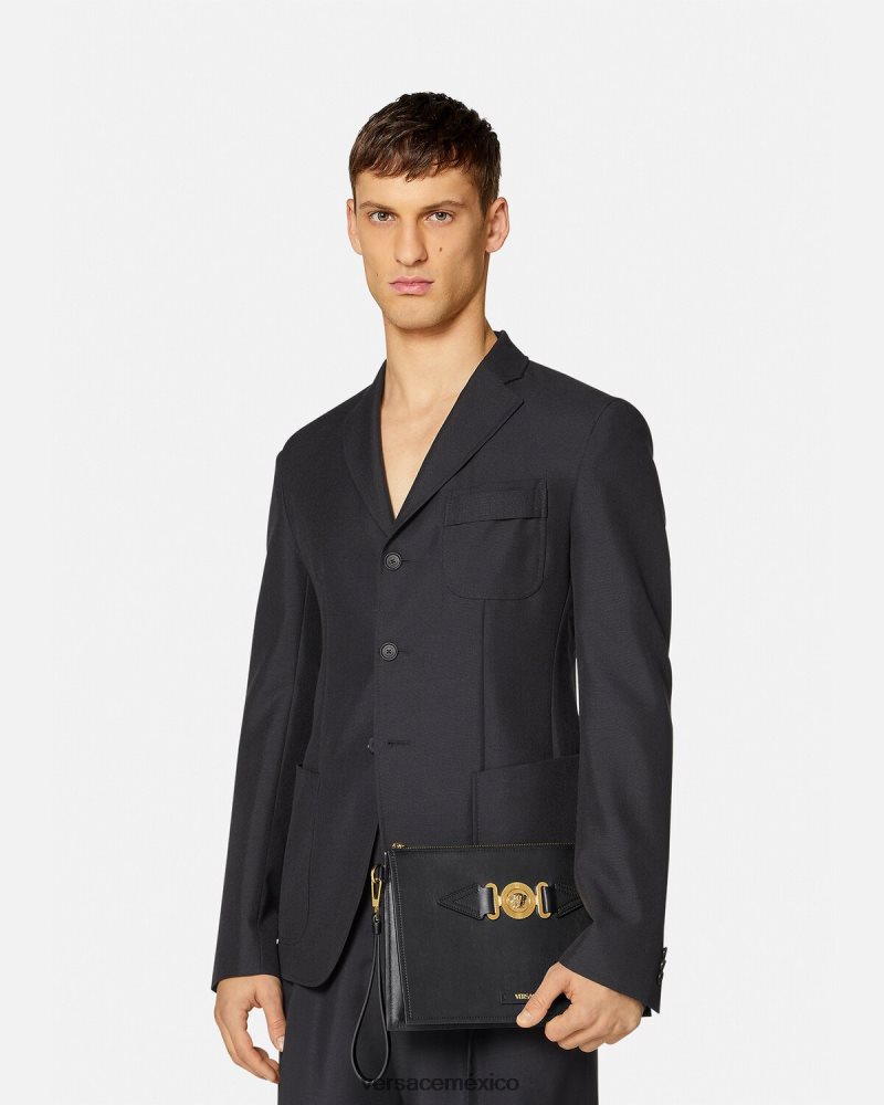 Versace bolsa grande de medusa negro bolsas hombres 84626J1466