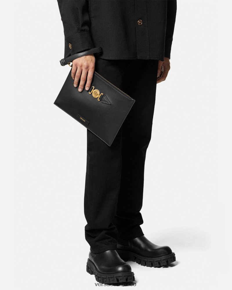 Versace bolsa grande de medusa negro bolsas hombres 84626J1467