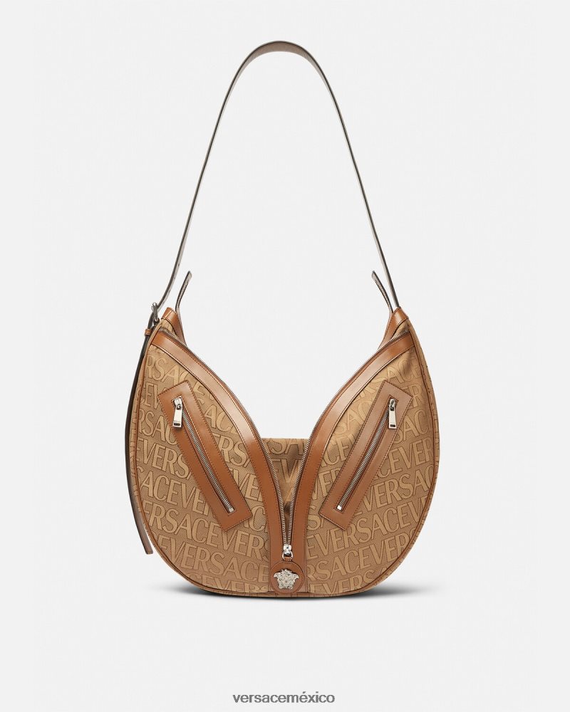 Versace bolso hobo grande con repetición en toda la prenda marrón bolsas hombres 84626J1499