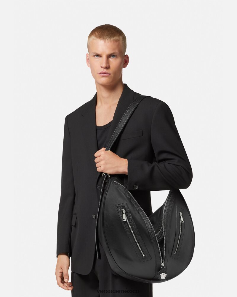 Versace bolso hobo grande repetido negro bolsas hombres 84626J1500