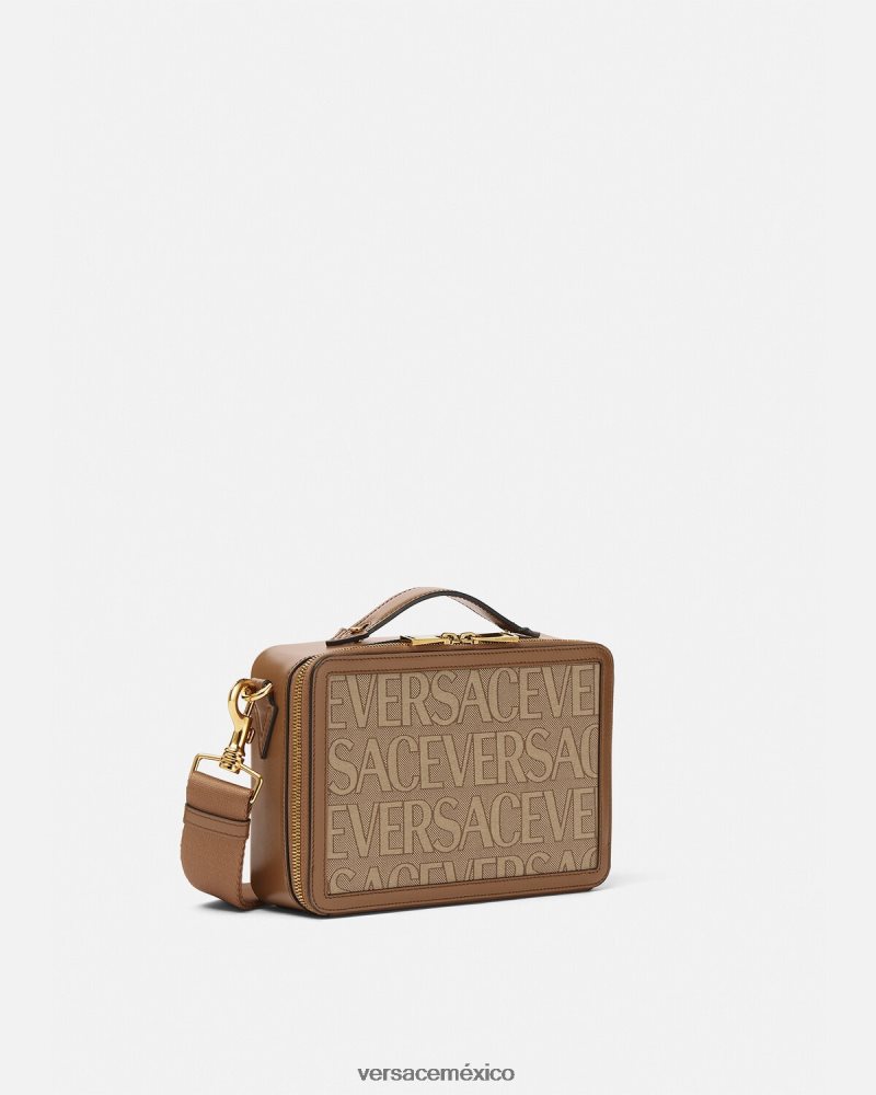 Versace bolso mensajero integral marrón bolsas hombres 84626J1497