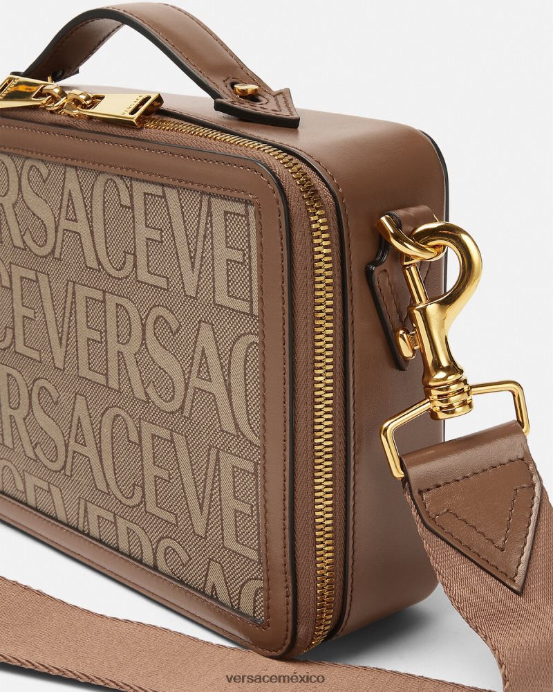 Versace bolso mensajero integral marrón bolsas hombres 84626J1497