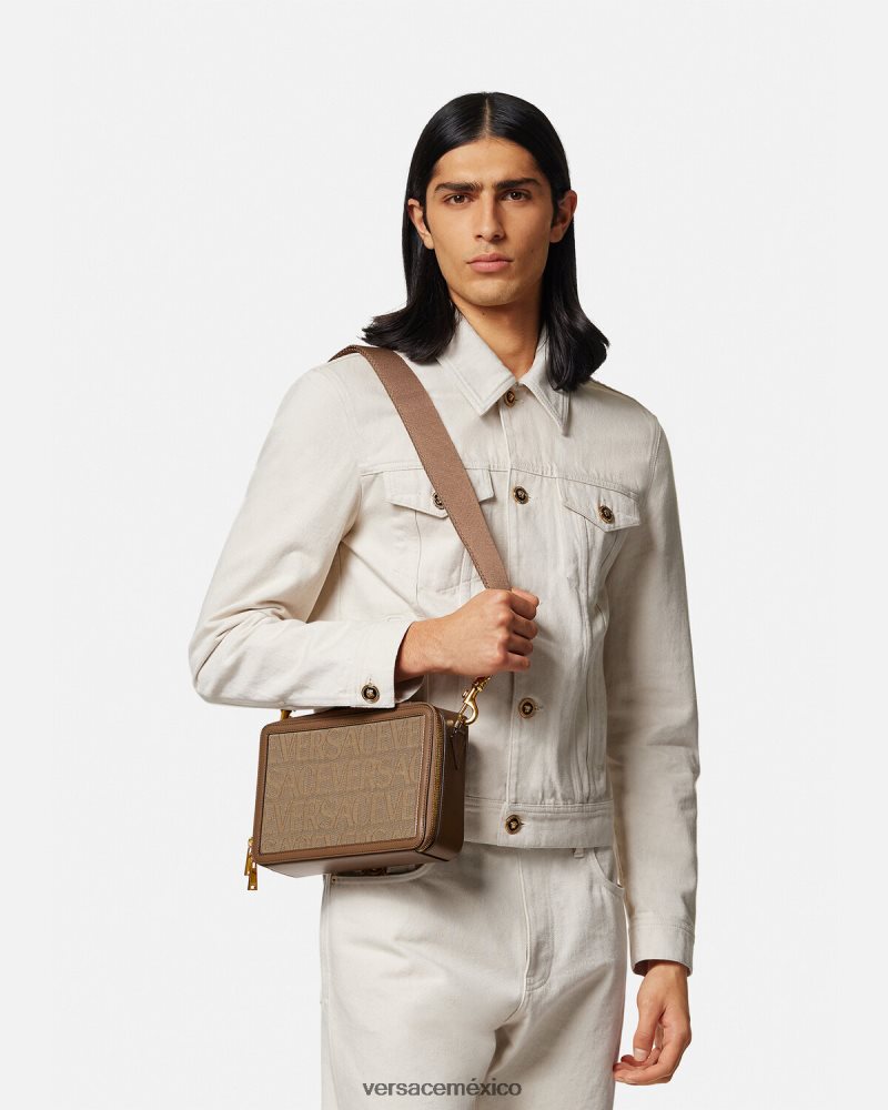 Versace bolso mensajero integral marrón bolsas hombres 84626J1497