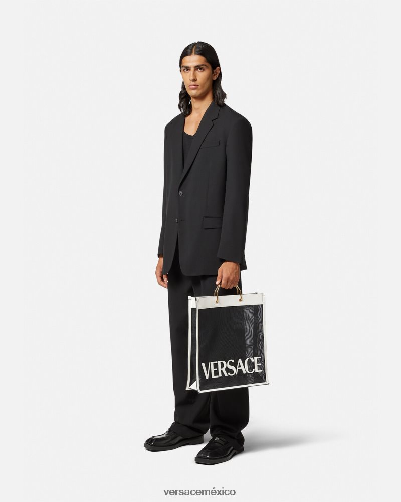 Versace bolso de mano comprador blanco negro bolsas hombres 84626J1508