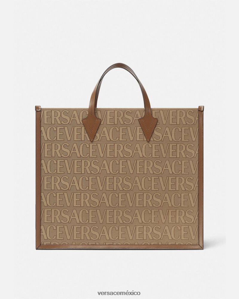 Versace bolso de mano por toda la prenda marrón bolsas hombres 84626J1506