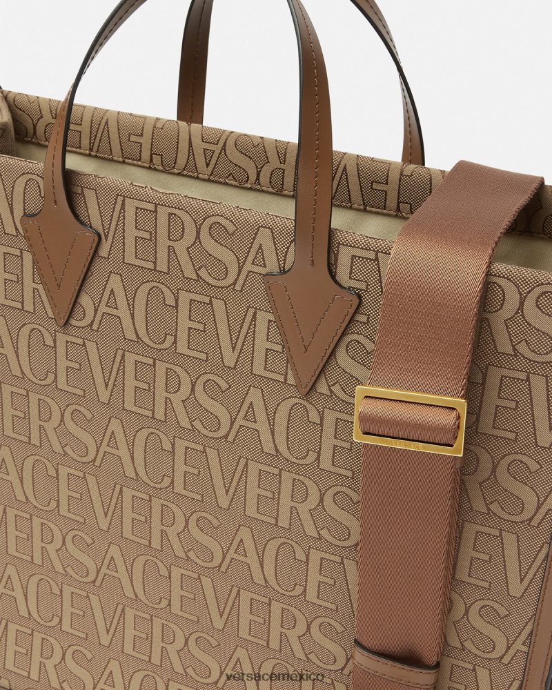 Versace bolso de mano por toda la prenda marrón bolsas hombres 84626J1506