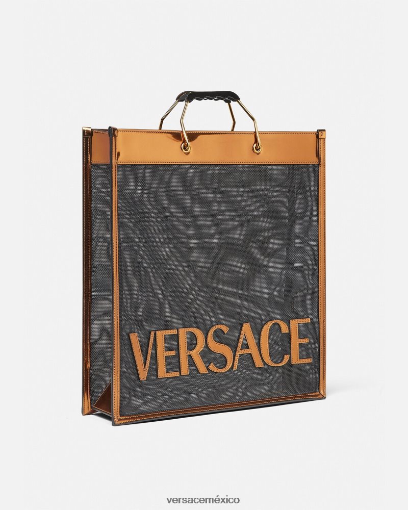 Versace bolso shopper alto negro y caramelo bolsas hombres 84626J1509