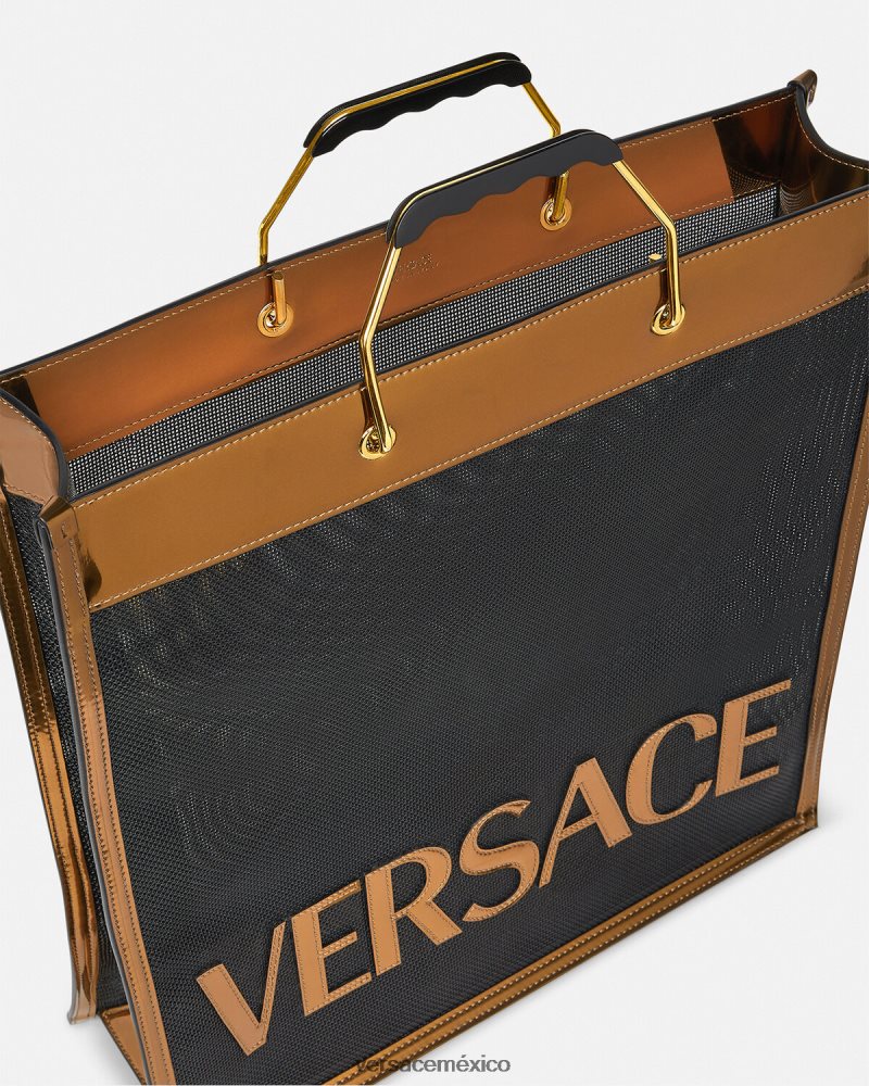 Versace bolso shopper alto negro y caramelo bolsas hombres 84626J1509