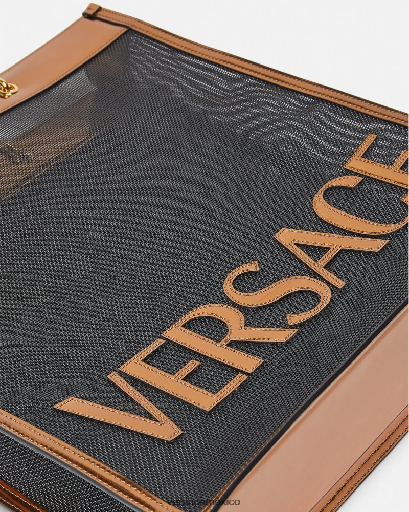 Versace bolso shopper alto negro y caramelo bolsas hombres 84626J1509