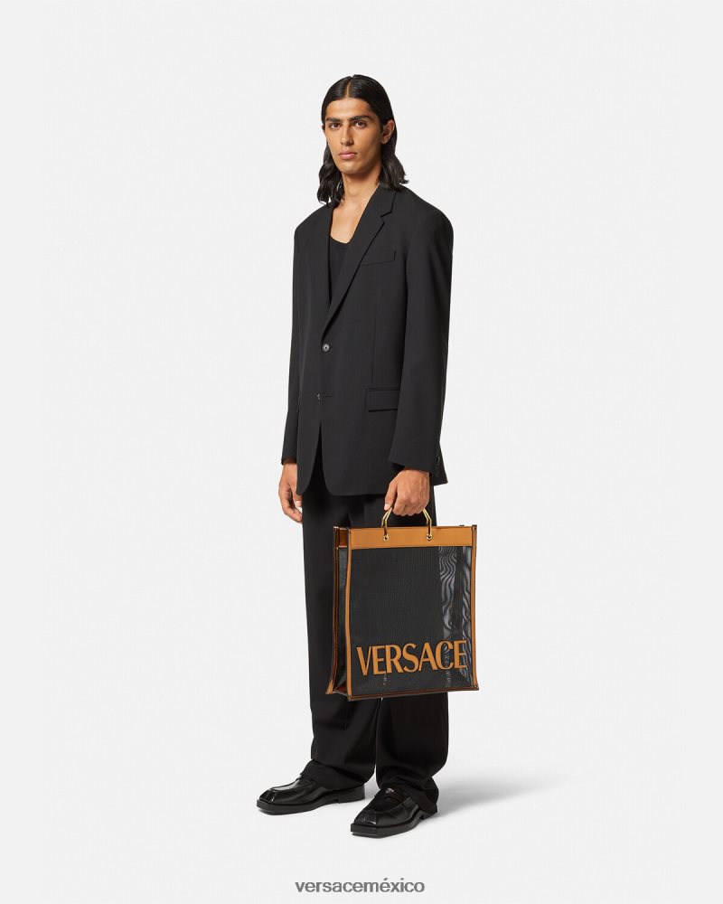 Versace bolso shopper alto negro y caramelo bolsas hombres 84626J1509