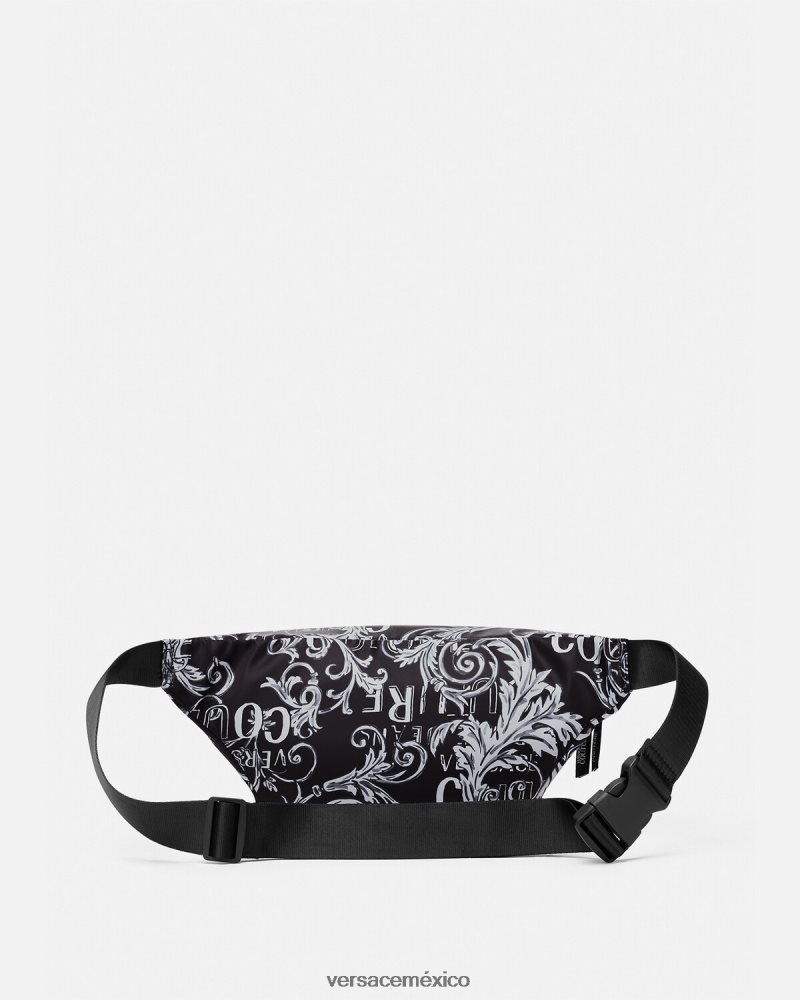 Versace riñonera de alta costura con logo negro y gris bolsas hombres 84626J2494