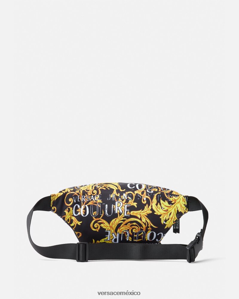 Versace riñonera de alta costura con logo oro negro bolsas hombres 84626J2495