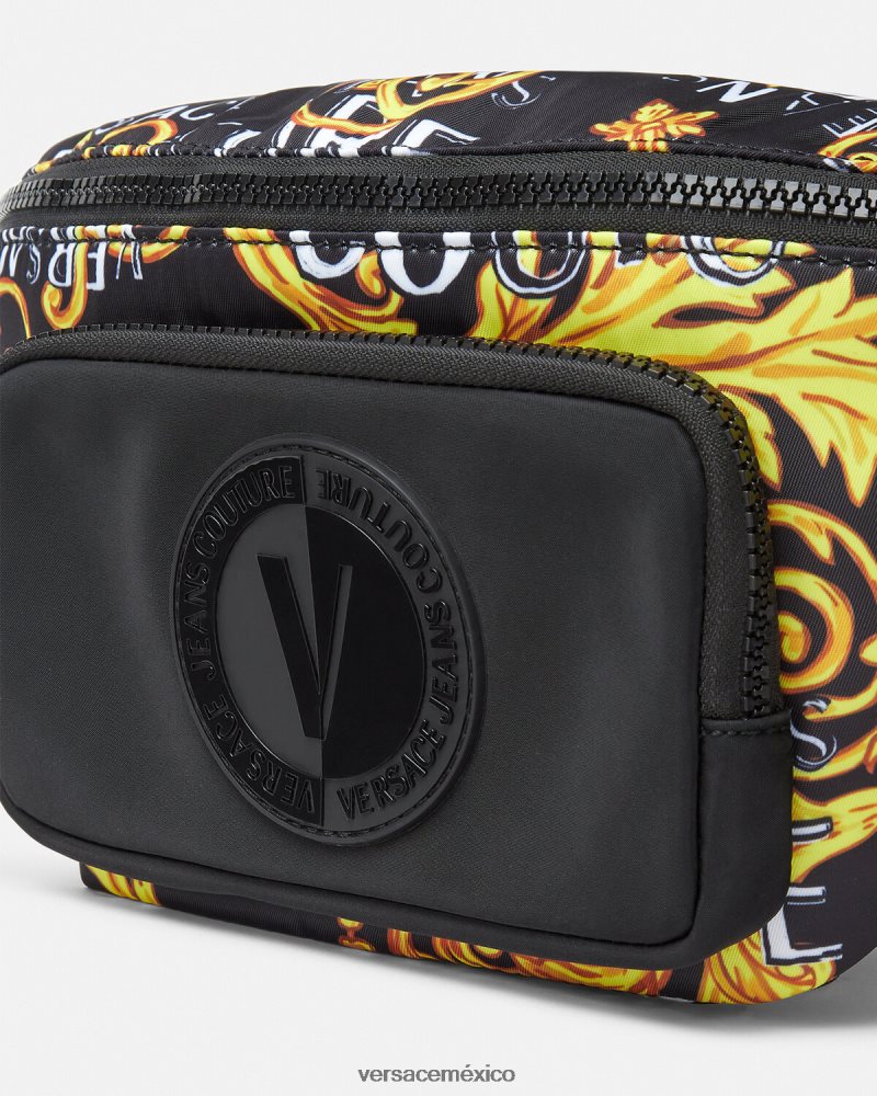 Versace riñonera de alta costura con logo oro negro bolsas hombres 84626J2495