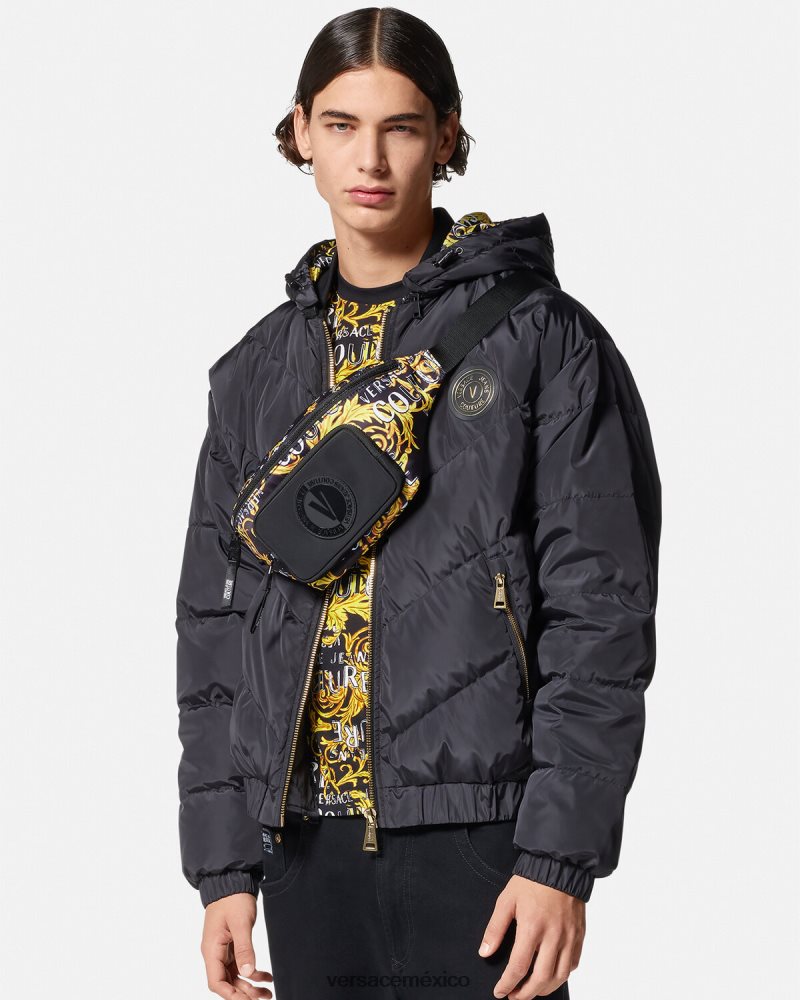 Versace riñonera de alta costura con logo oro negro bolsas hombres 84626J2495