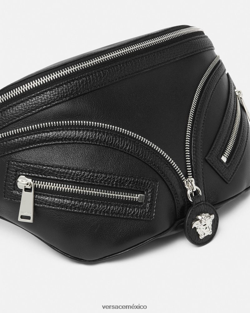 Versace riñonera repetida negro bolsas hombres 84626J1504
