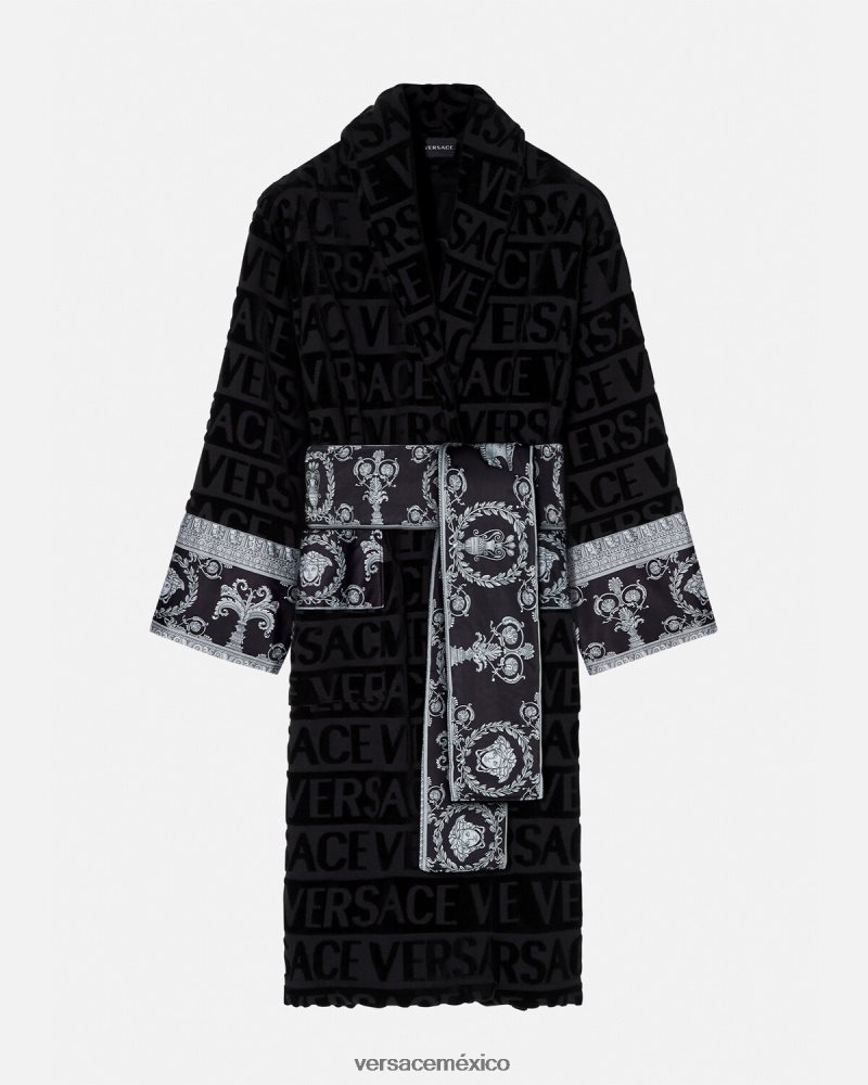Versace albornoz de novio cristal i barroco negro ropa interior y ropa de playa hombres 84626J1743