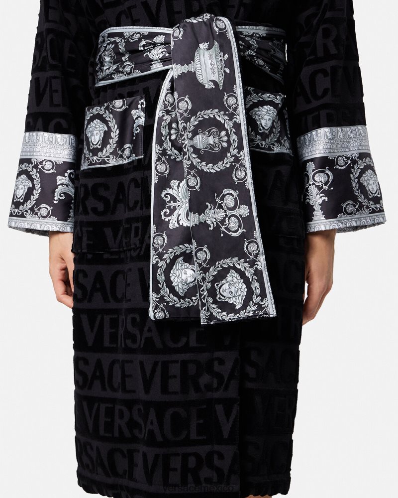 Versace albornoz de novio cristal i barroco negro ropa interior y ropa de playa hombres 84626J1743