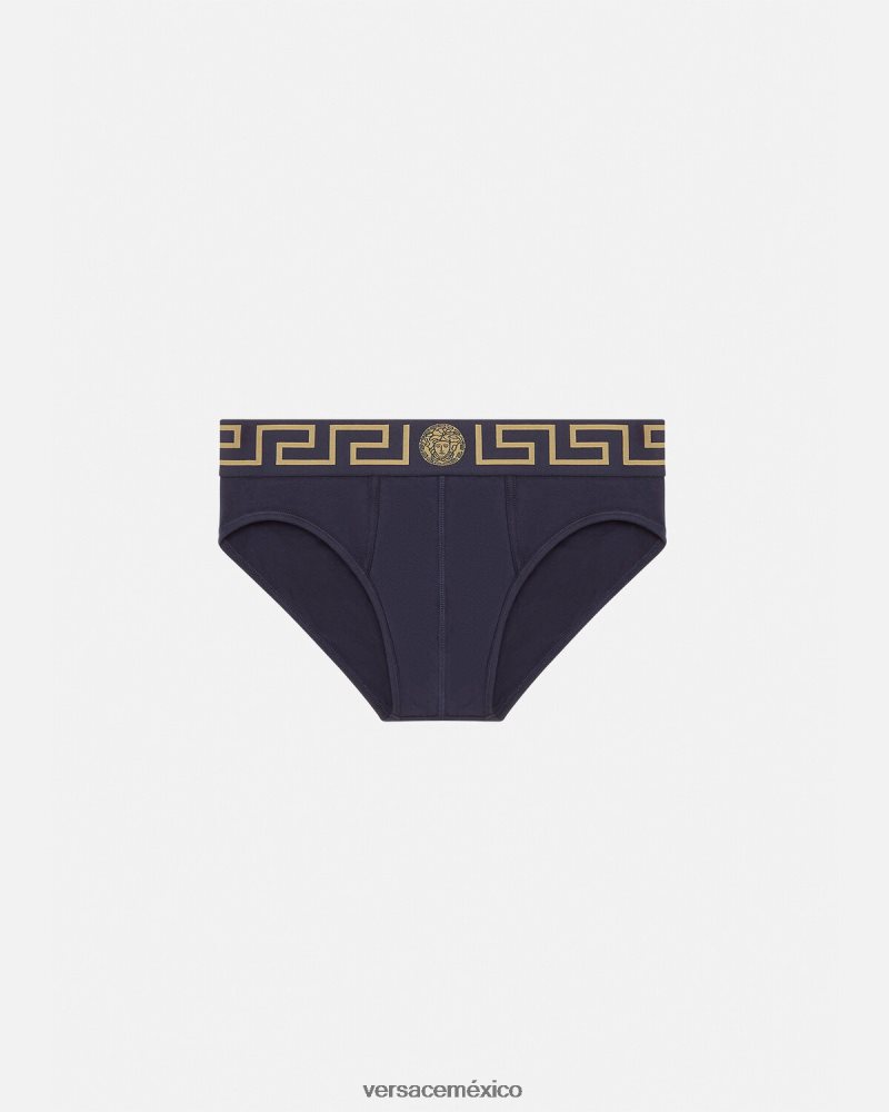 Versace calzoncillos con borde de greca azul ropa interior y ropa de playa hombres 84626J1786