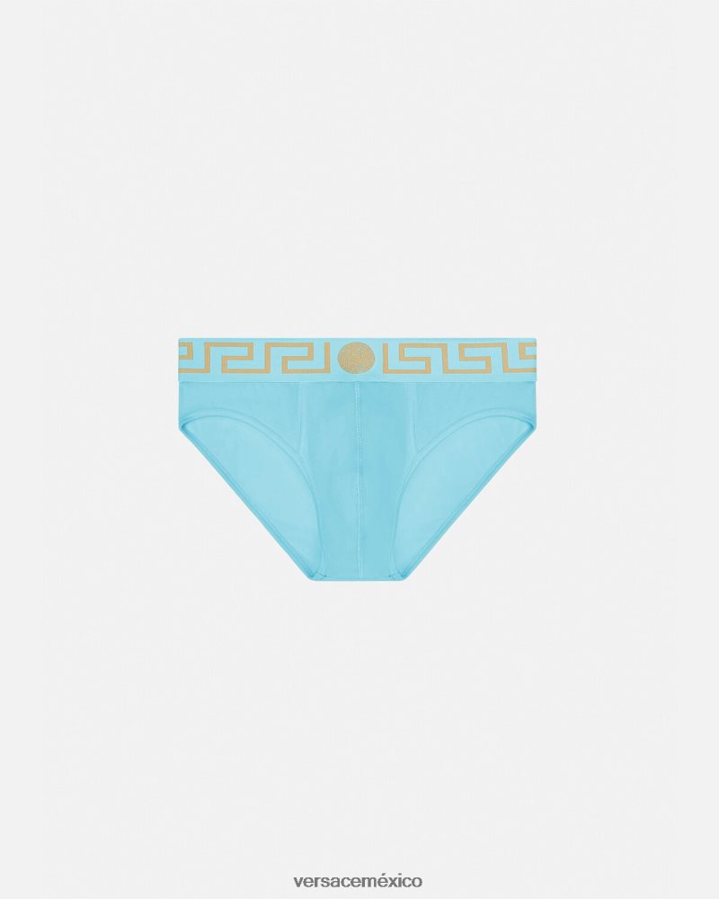 Versace calzoncillos con borde de greca azul ropa interior y ropa de playa hombres 84626J1791