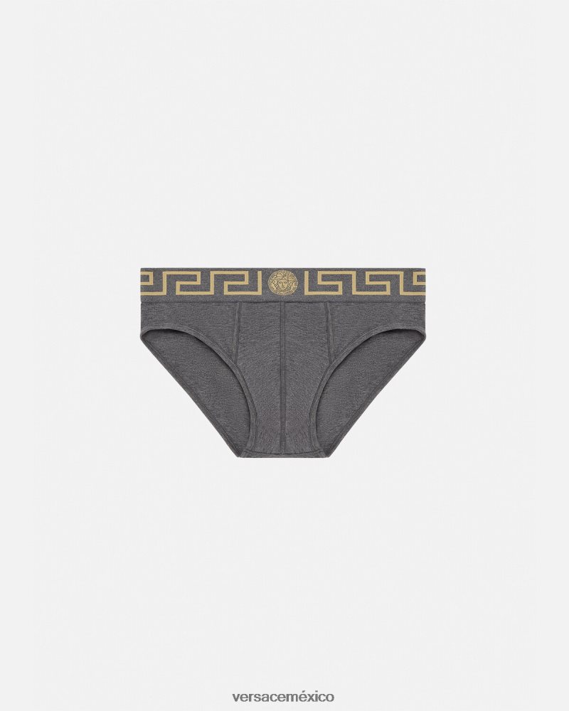 Versace calzoncillos con borde de greca gris ropa interior y ropa de playa hombres 84626J1790