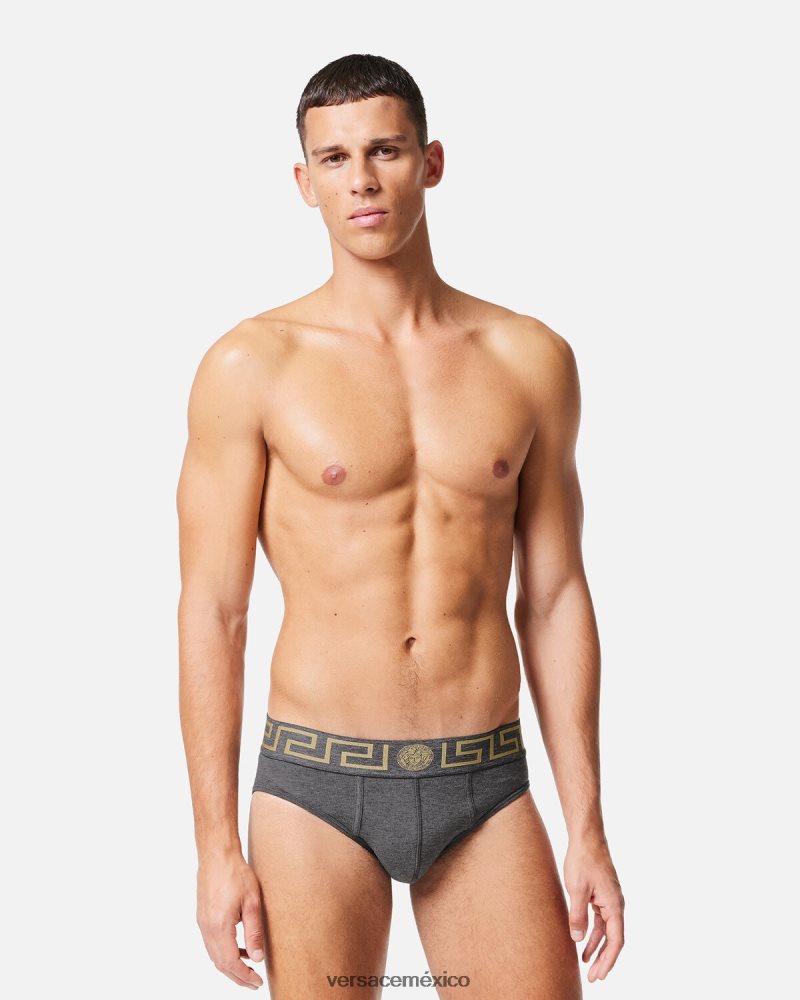Versace calzoncillos con borde de greca gris ropa interior y ropa de playa hombres 84626J1790