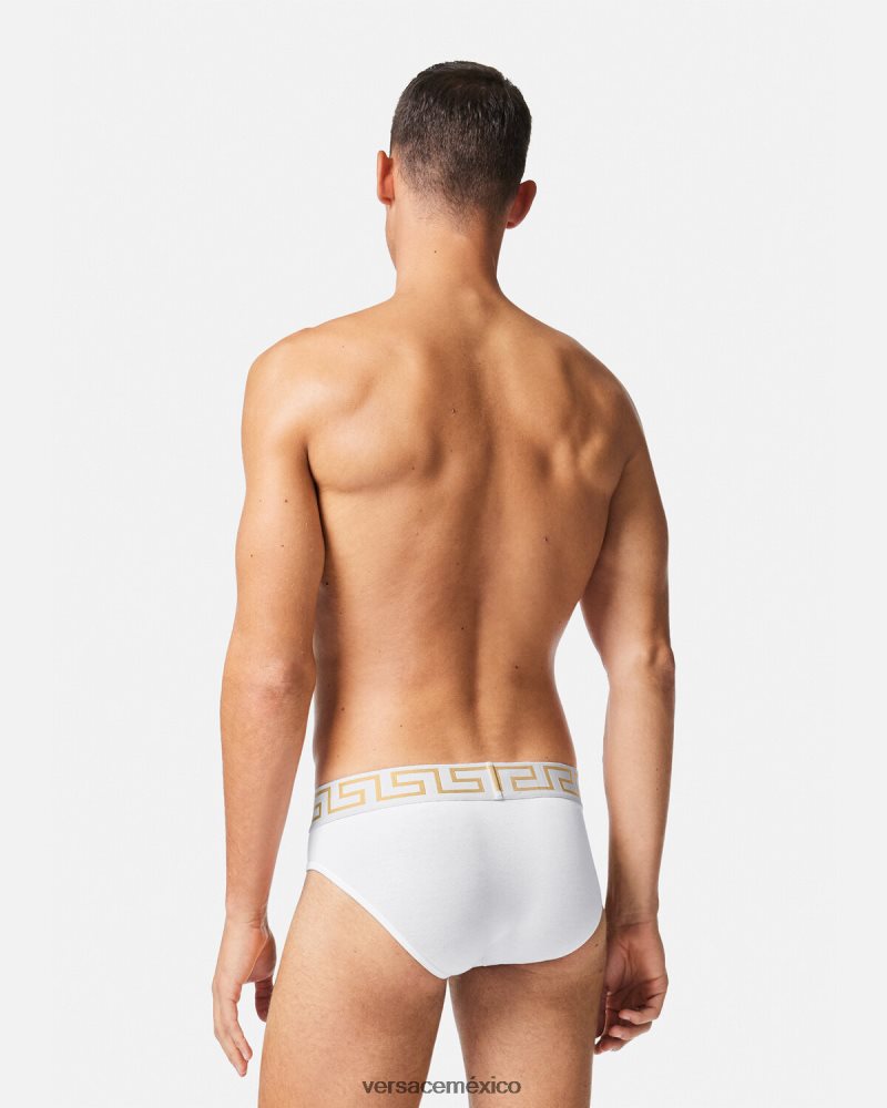 Versace pack de 2 calzoncillos con borde con greca Oro blanco ropa interior y ropa de playa hombres 84626J1784