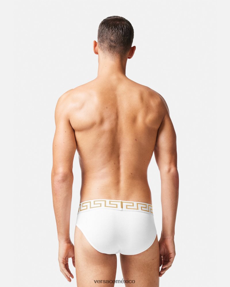 Versace paquete de 3 calzoncillos con borde con Greca Oro blanco ropa interior y ropa de playa hombres 84626J1780