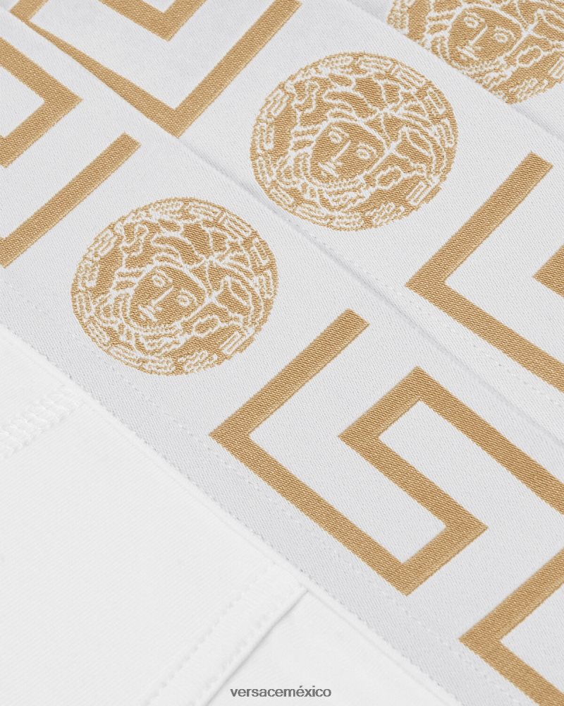 Versace paquete de 3 calzoncillos con borde con Greca Oro blanco ropa interior y ropa de playa hombres 84626J1780