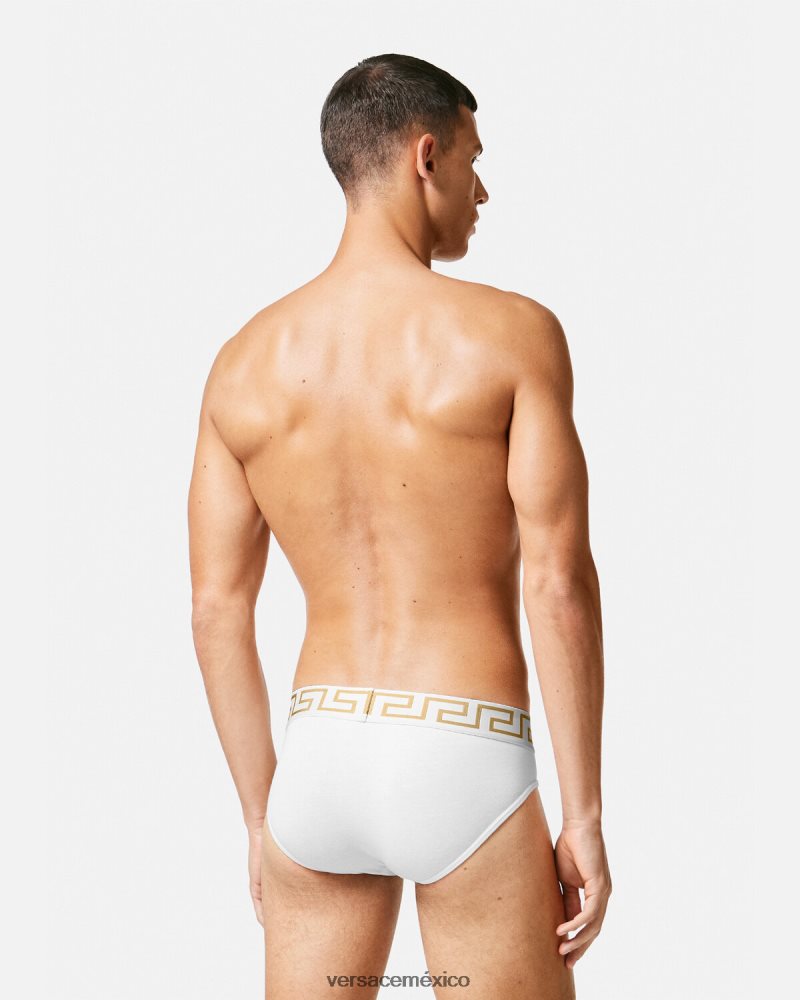 Versace paquete de 3 calzoncillos con borde con Greca blanco y negro y gris ropa interior y ropa de playa hombres 84626J1779