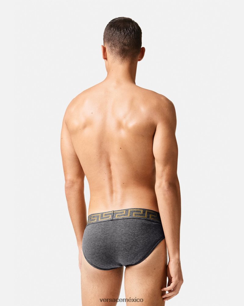 Versace paquete de 3 calzoncillos con borde con Greca blanco y negro y gris ropa interior y ropa de playa hombres 84626J1779