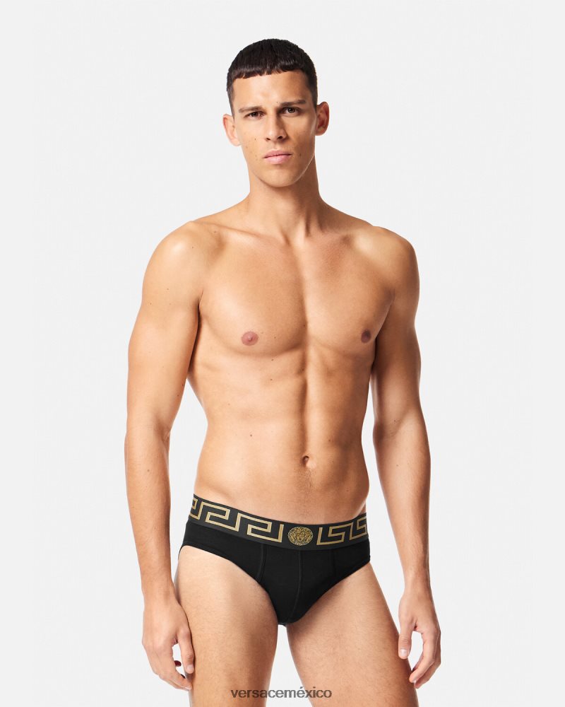 Versace paquete de 3 calzoncillos con borde con Greca blanco y negro y gris ropa interior y ropa de playa hombres 84626J1779