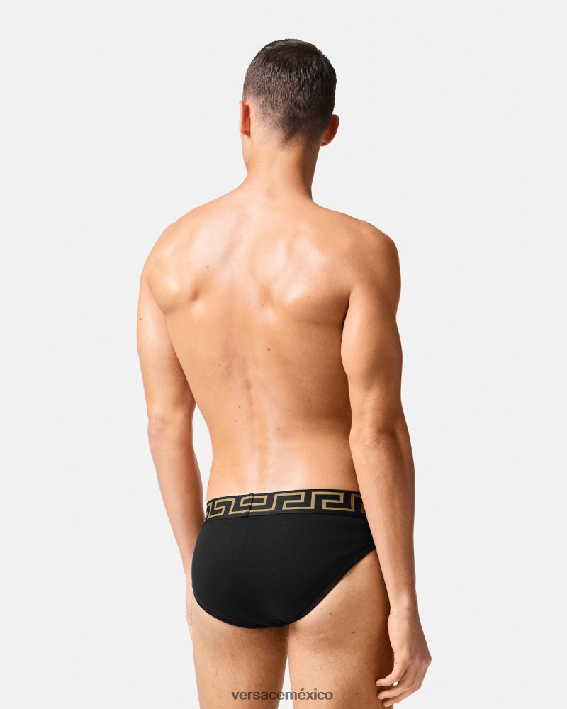 Versace paquete de 3 calzoncillos con borde con Greca blanco y negro y gris ropa interior y ropa de playa hombres 84626J1779