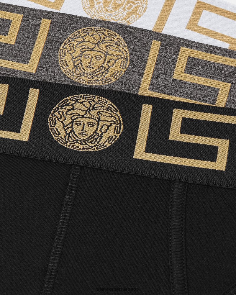 Versace paquete de 3 calzoncillos con borde con Greca blanco y negro y gris ropa interior y ropa de playa hombres 84626J1779
