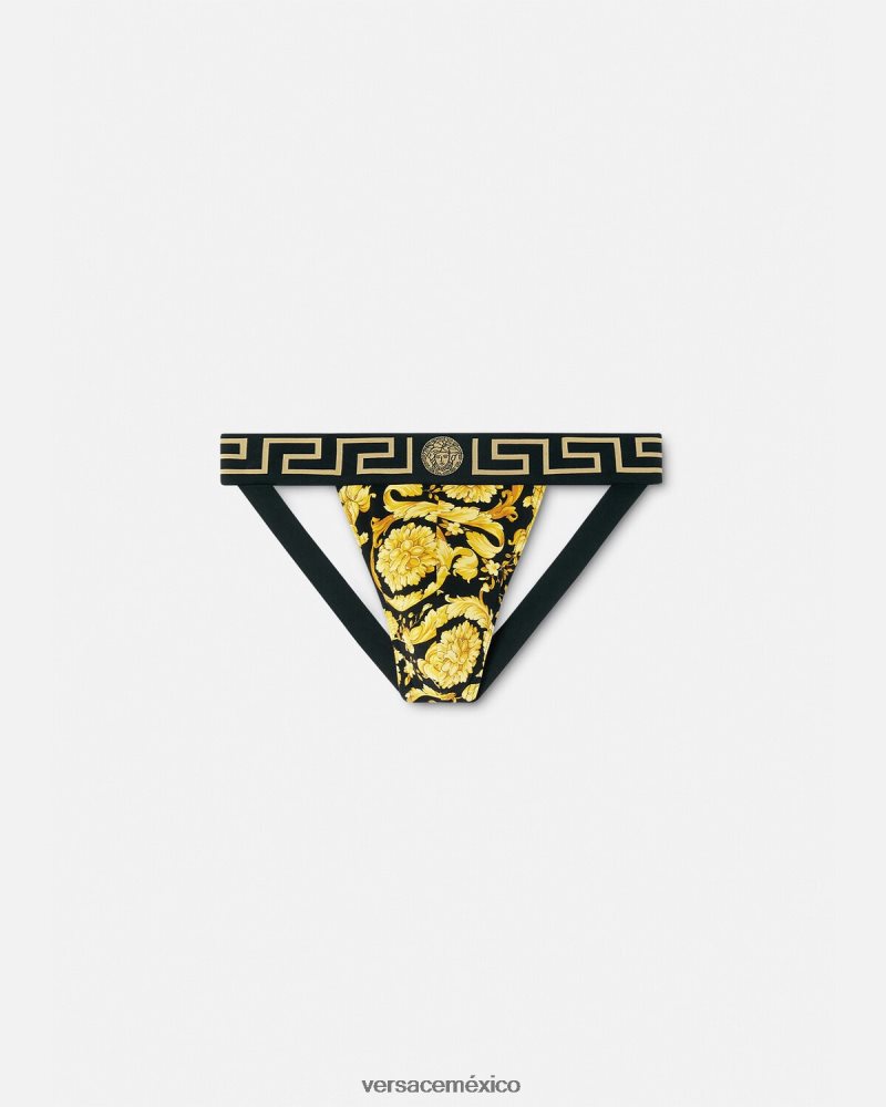 Versace suspensorio barroco negro ropa interior y ropa de playa hombres 84626J1768