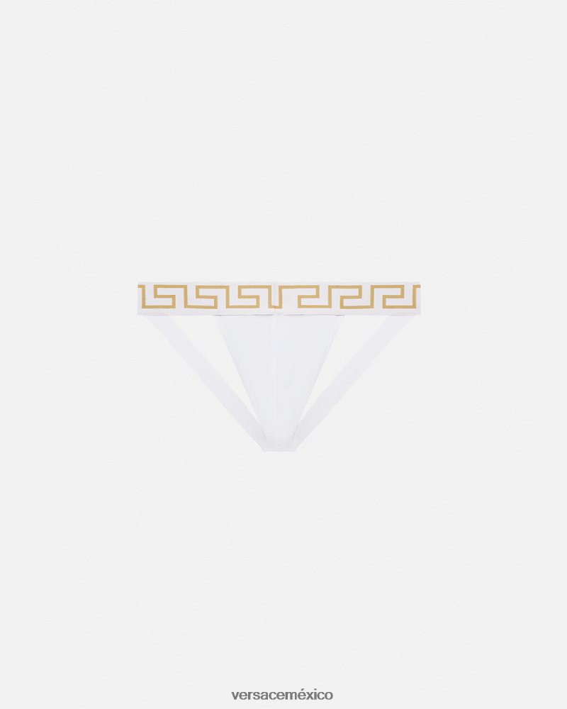 Versace suspensorio con borde de greca Oro blanco ropa interior y ropa de playa hombres 84626J1776