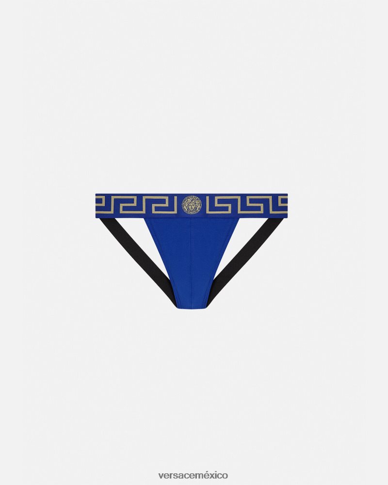 Versace suspensorio con borde de greca azul ropa interior y ropa de playa hombres 84626J1777