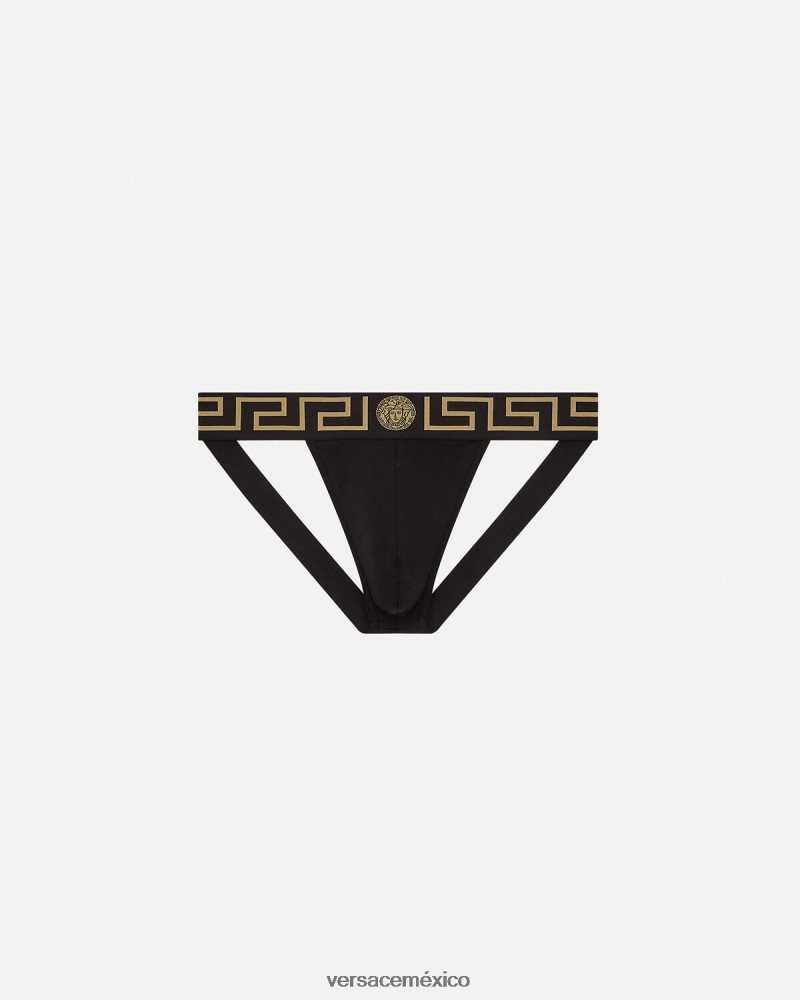 Versace suspensorio con borde de greca negro ropa interior y ropa de playa hombres 84626J1774