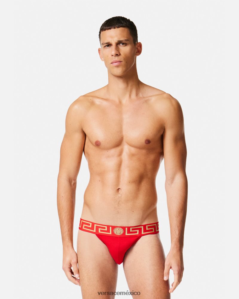 Versace suspensorio con borde de greca rojo ropa interior y ropa de playa hombres 84626J1775