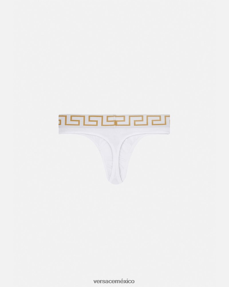 Versace tanga con borde de greca Oro blanco ropa interior y ropa de playa hombres 84626J1772