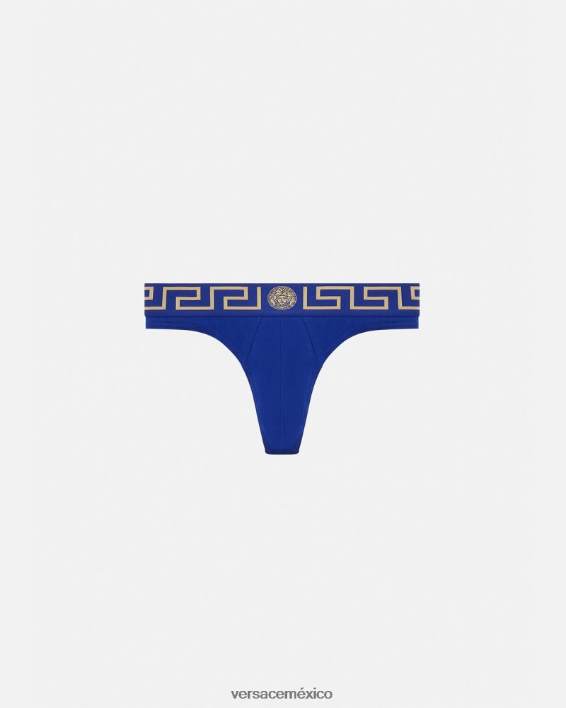 Versace tanga con borde de greca azul ropa interior y ropa de playa hombres 84626J1773