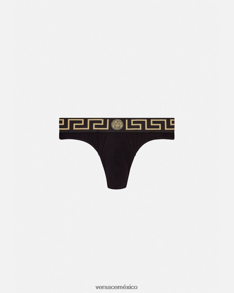 Versace tanga con borde de greca negro ropa interior y ropa de playa hombres 84626J1770