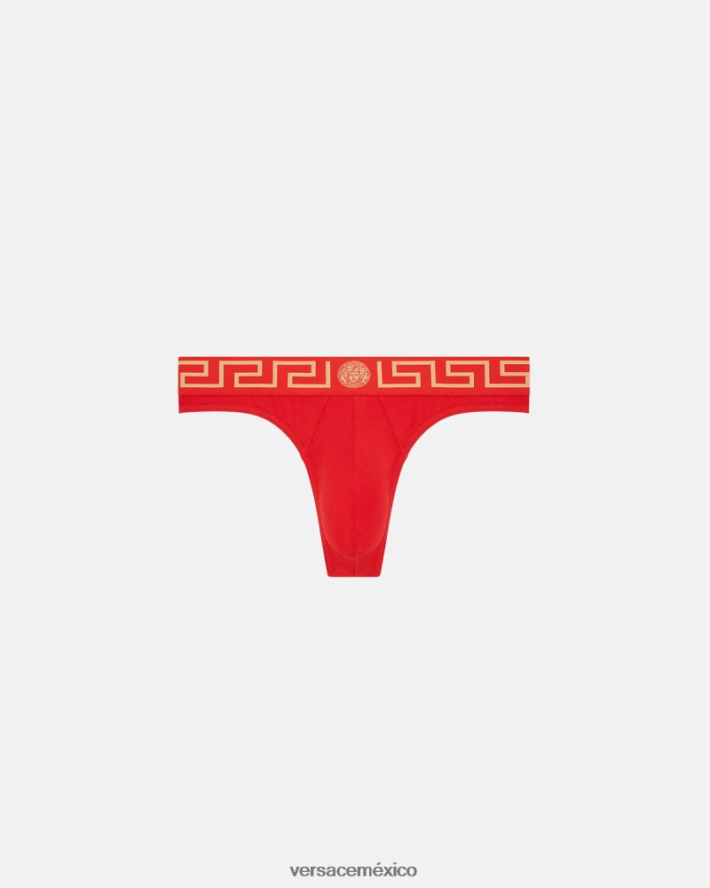 Versace tanga con borde de greca rojo ropa interior y ropa de playa hombres 84626J1771