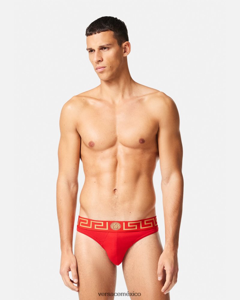 Versace tanga con borde de greca rojo ropa interior y ropa de playa hombres 84626J1771