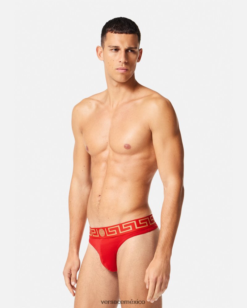 Versace tanga con borde de greca rojo ropa interior y ropa de playa hombres 84626J1771